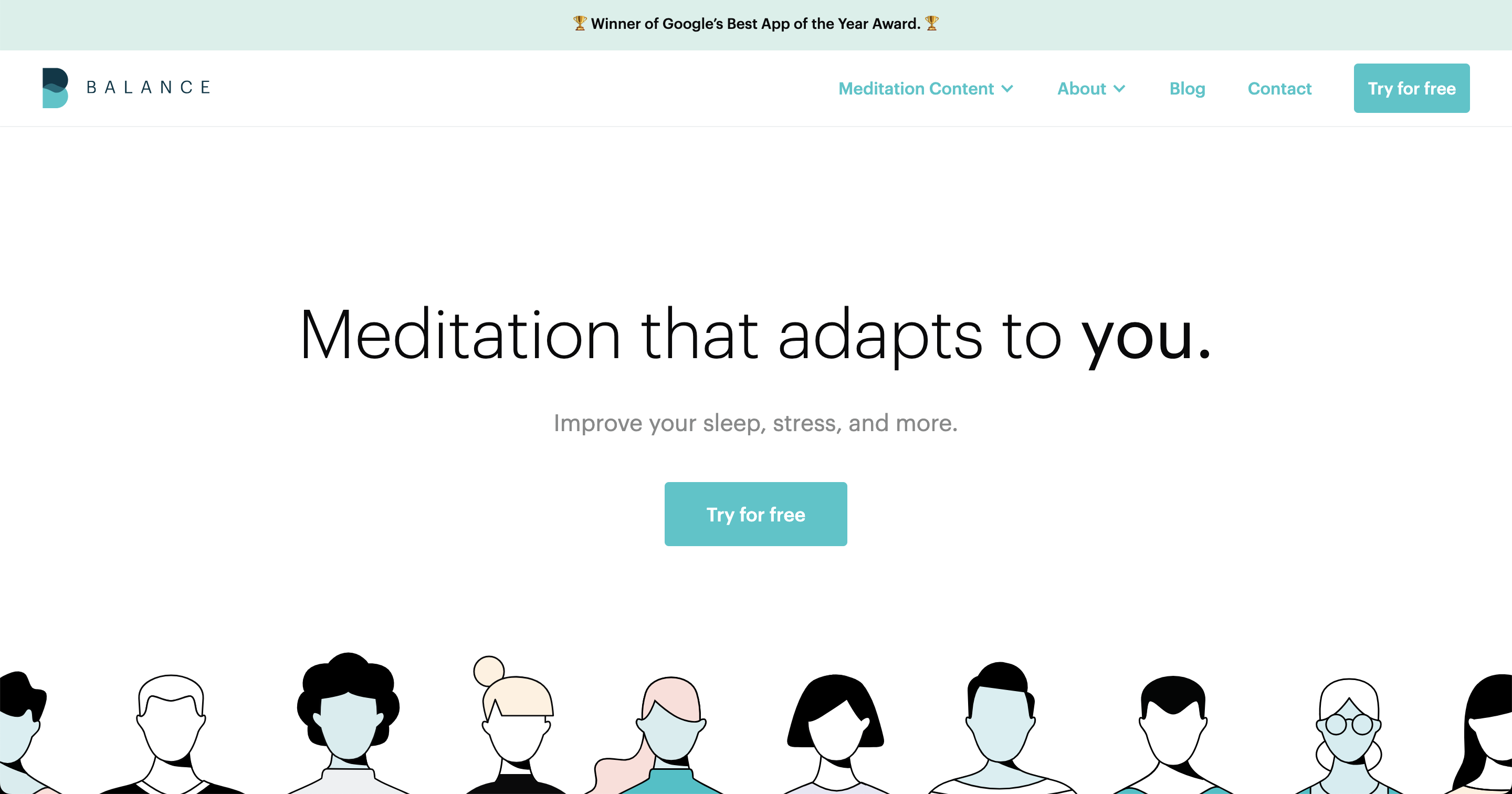 Interface Balance - Application de méditation guidée