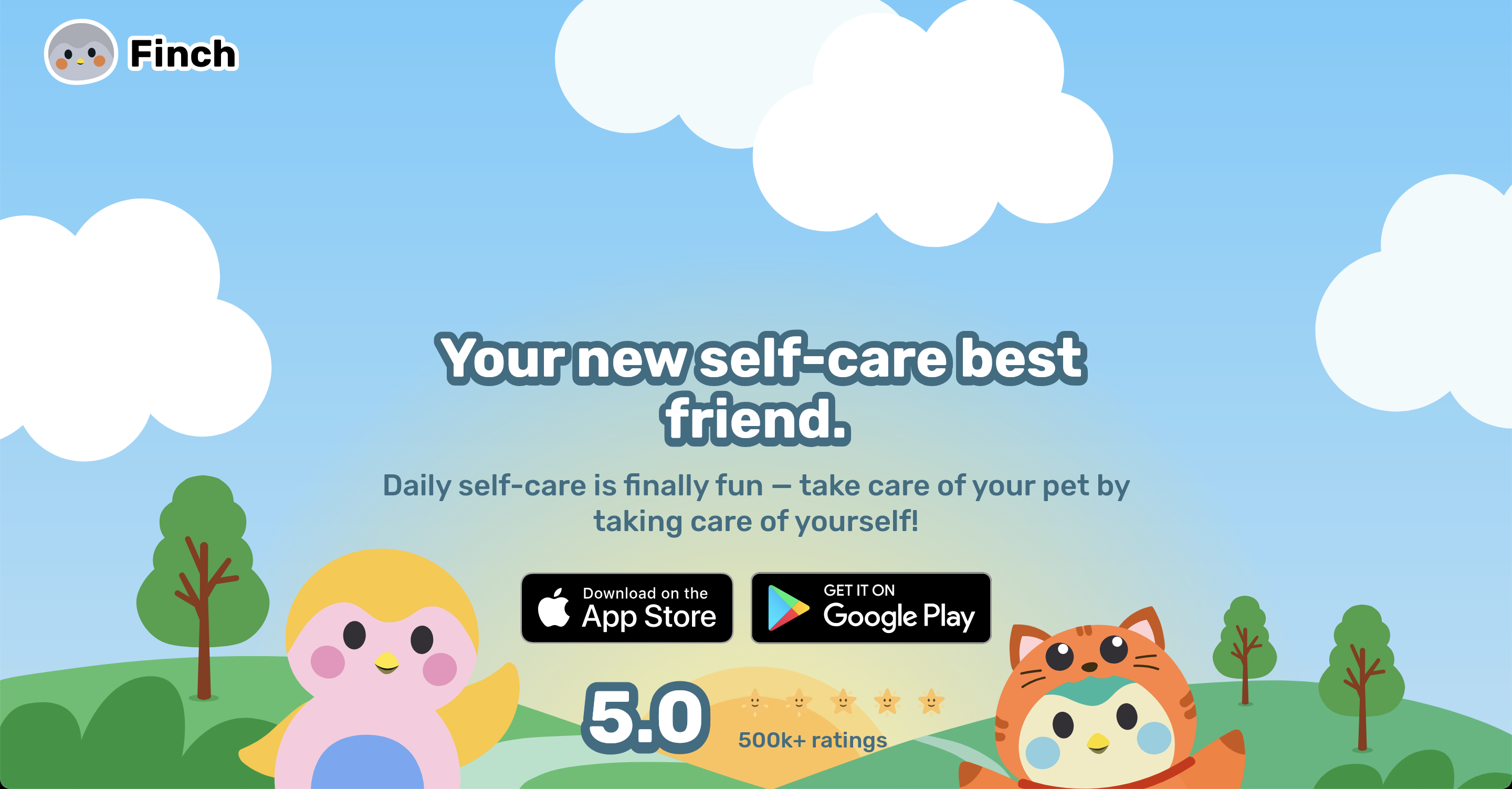 Interface Finch - Application de santé mentale gamifiée